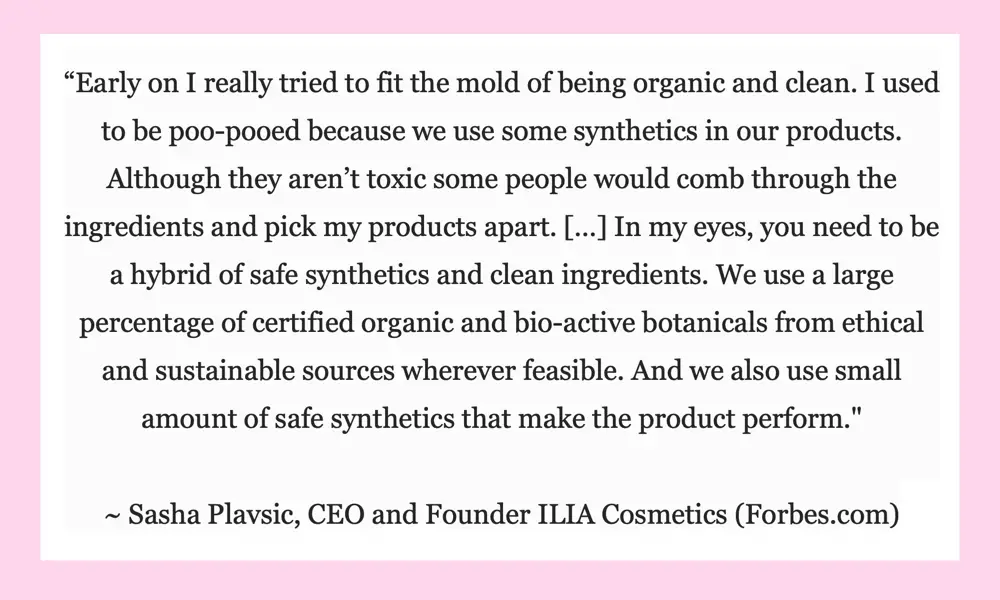 ILIA Cosmetics Clean Beauty Quote by Sasha Plavsic