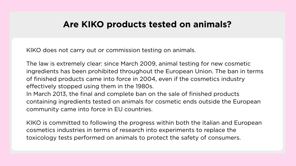 Kiko Cruelty-Free Website Policy