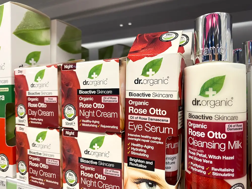Dr Organic Rose Otto Creams on Store Shelf