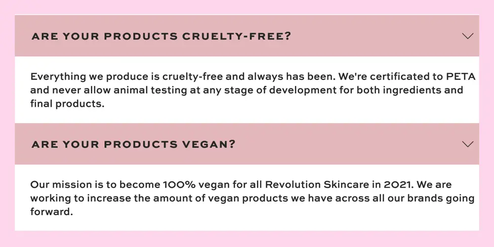 Revolution Beauty Cruelty-Free and Vegan Claim