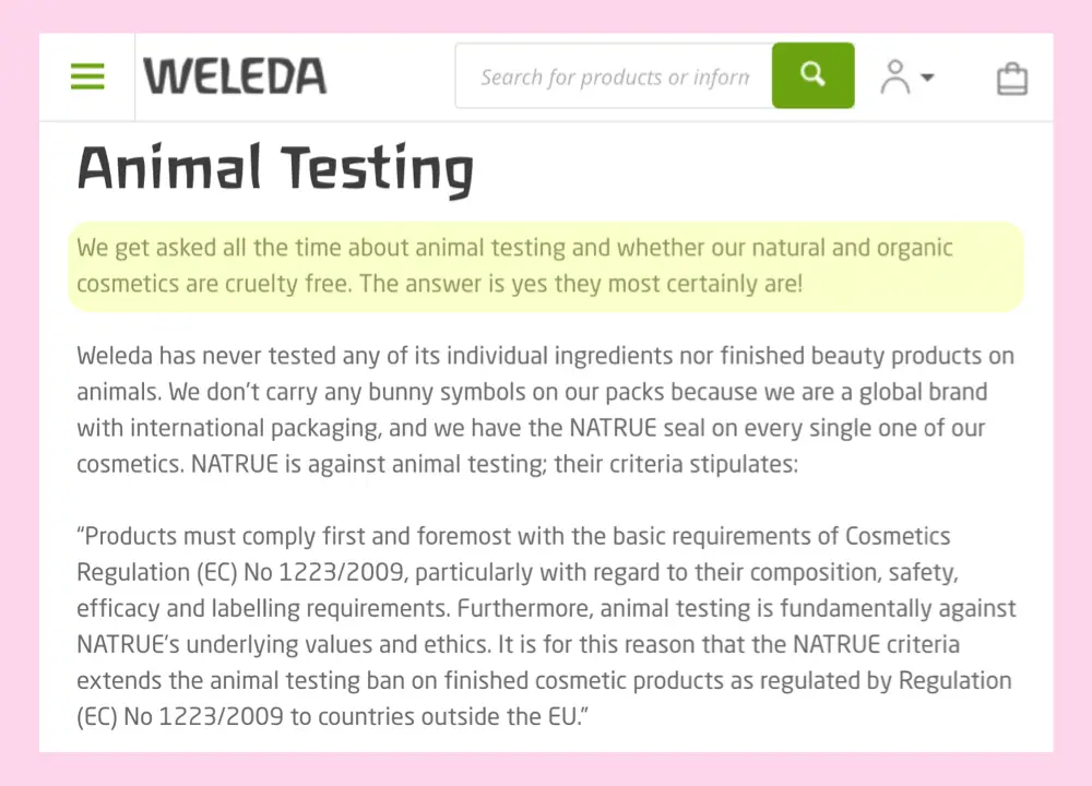 Weleda Cruelty-Free Website Statement