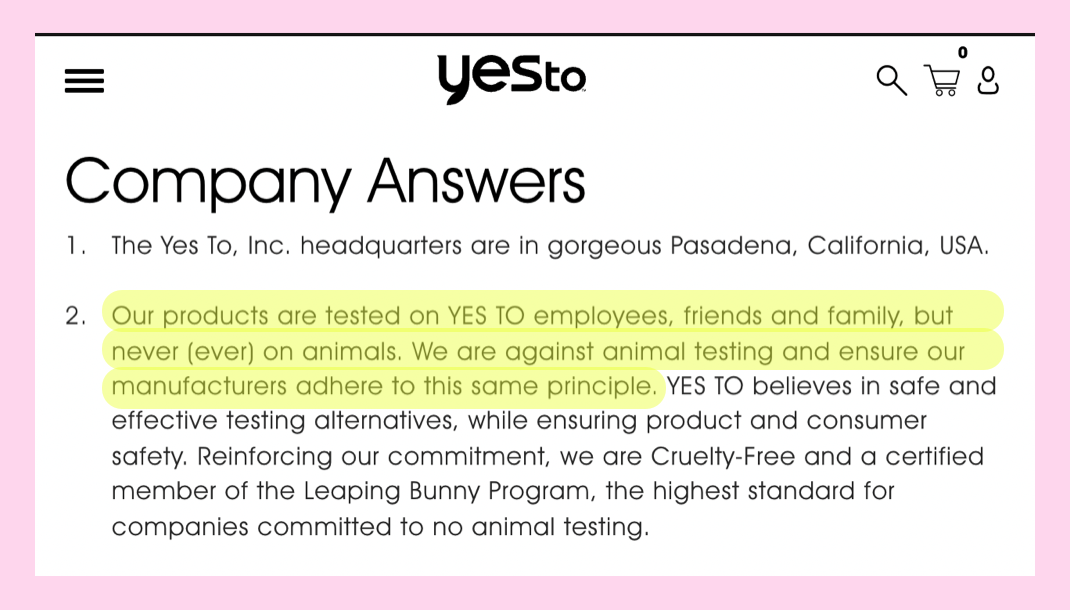 Yes To Vegan Website Claim