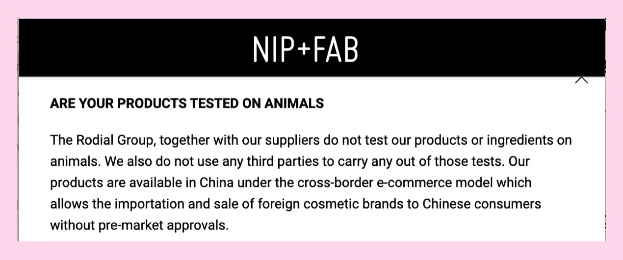 Nip + Fab Cruelty-Free Website Claim 