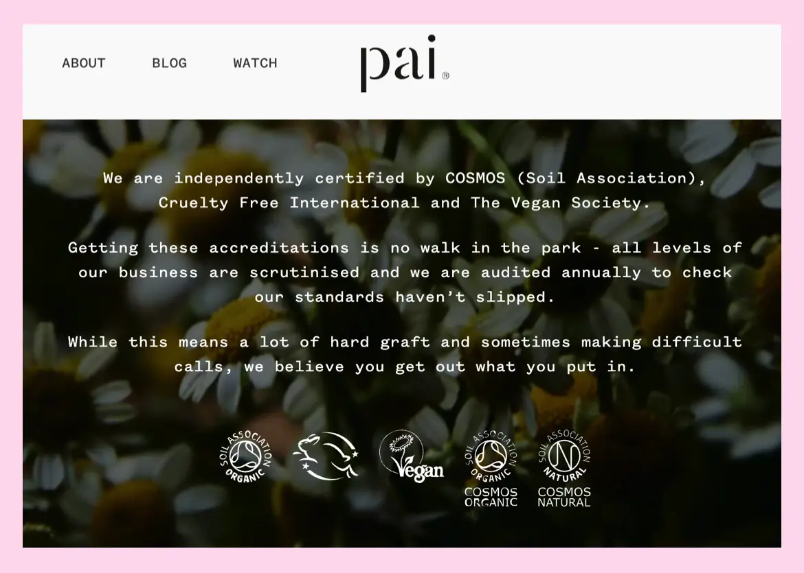 Pai Cruelty-Free Website Claim