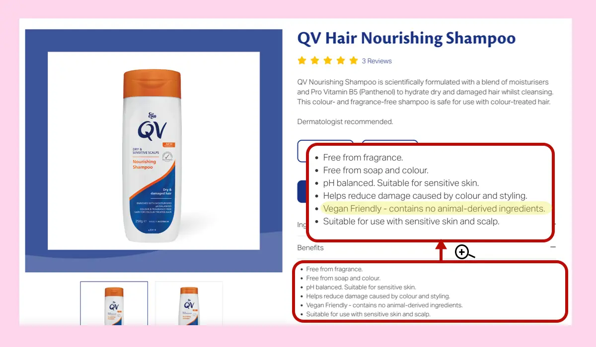 QV Skincare Vegan Product Finder