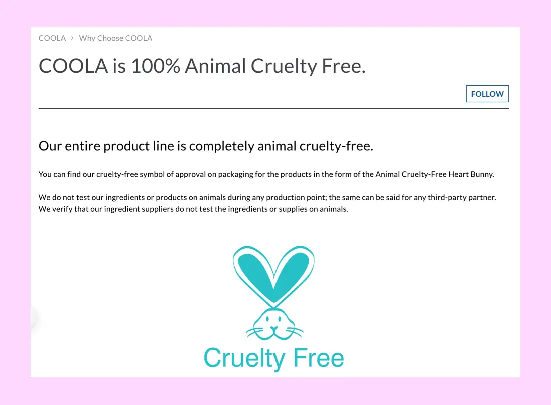 Coola cruelty-free website claim