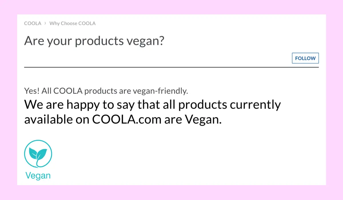 Coola Vegan Product confirmation