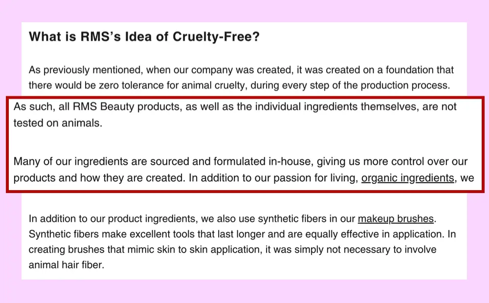 RMS Cruelty-Free Website Claim