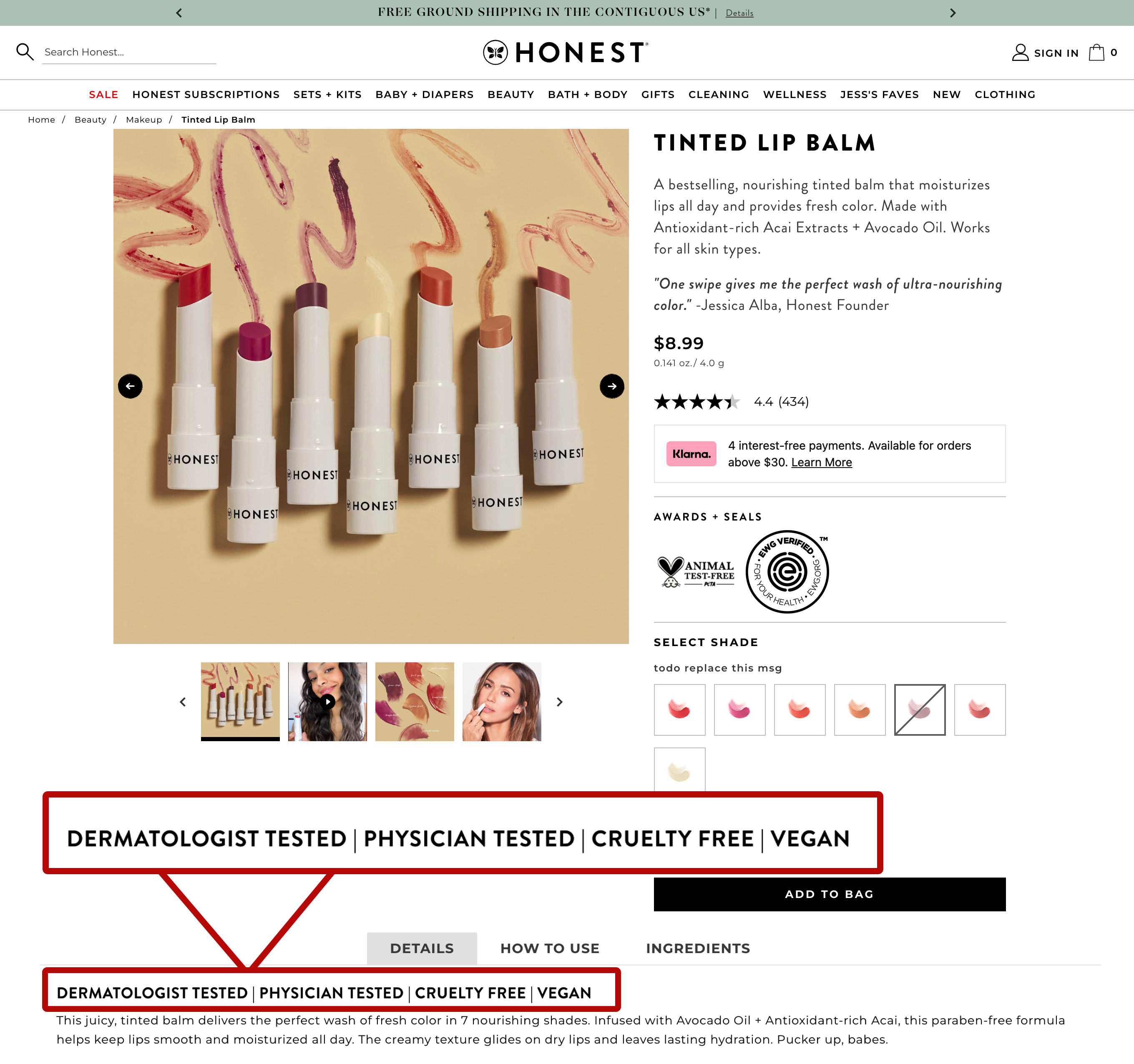 The Honest Company vegan product finder