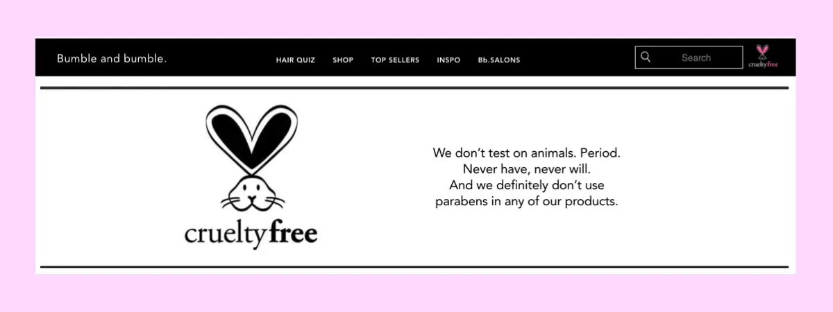 Bumble and bumble. cruelty-free website claim