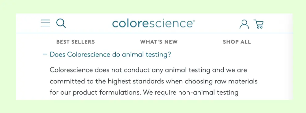 Colorescience cruelty-free website statement