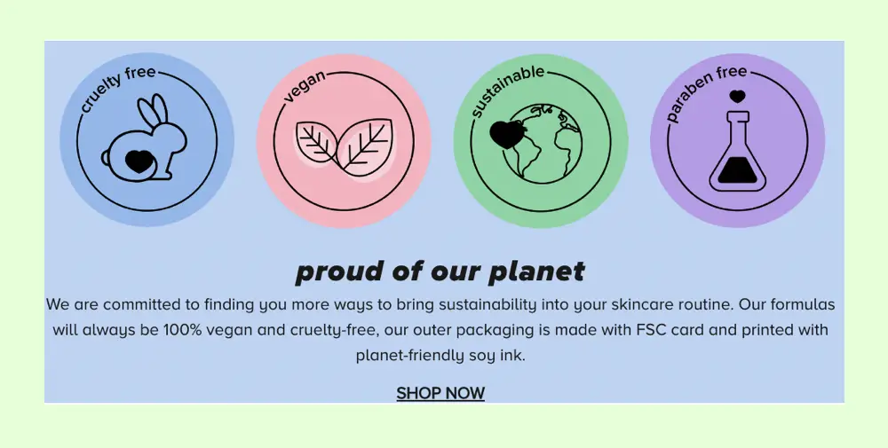 Skin Proud cruelty-free and vegan website claim