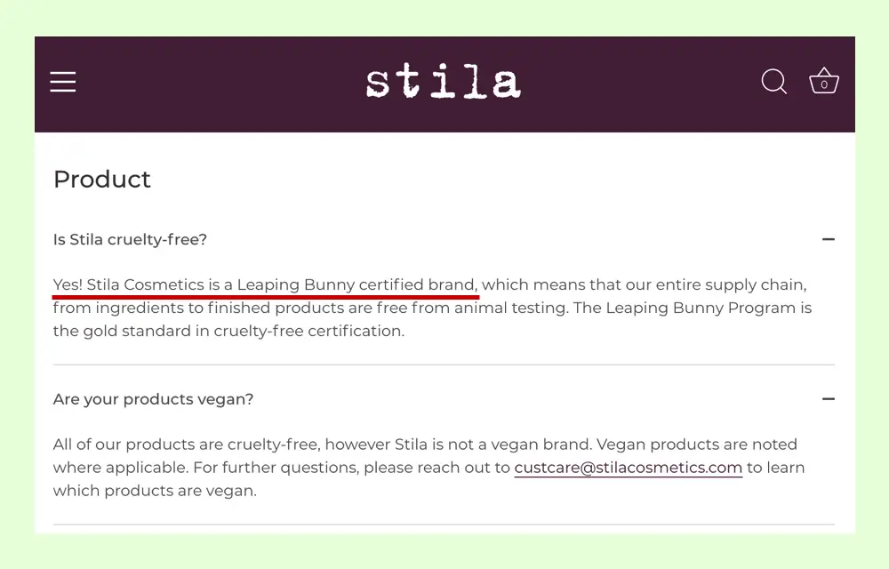 Stila Cosmetics cruelty-free and vegan 
