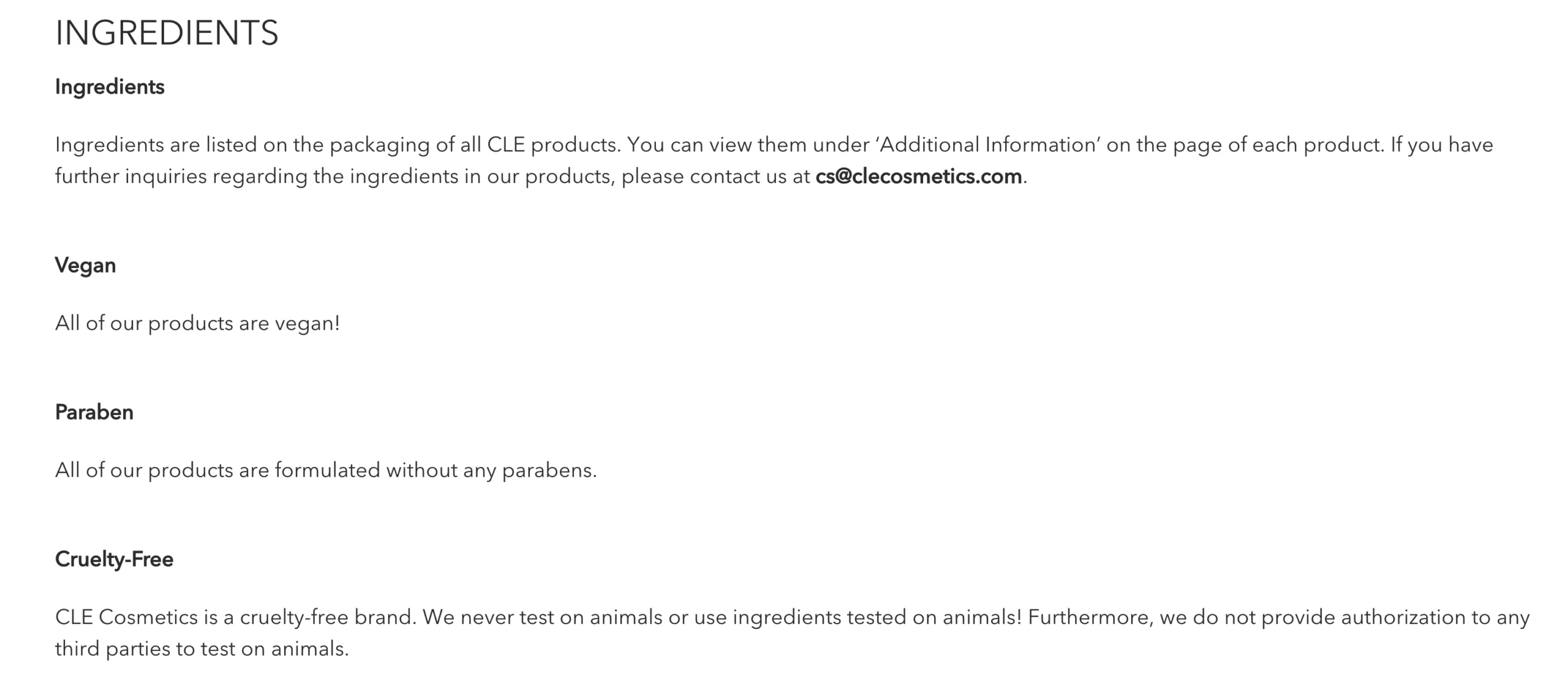 CLE Cosmetics Cruelty-Free Status